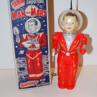 1950s Irwin Toys Spaceman Wind Up Orange USA