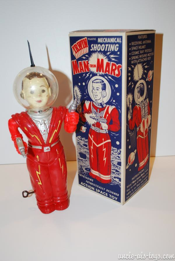 1950s Red Irwin Spaceman Wind Up In Box USA 1
