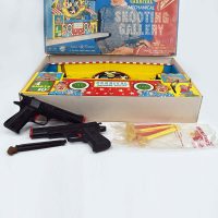 Carnival Shooting Gallery by Ohio Art Tin Wind Up Toy With Guns And DartsBox 2 1