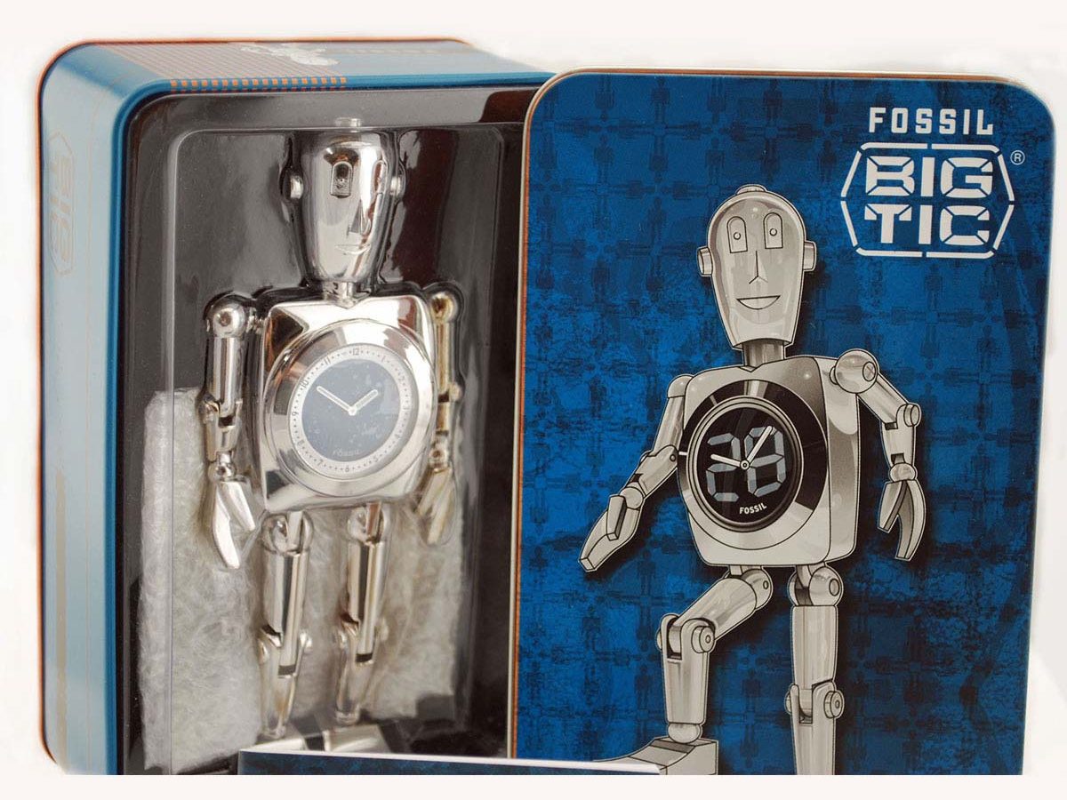 Fossil 'Big Tic' Robot Clock in Tin Box 