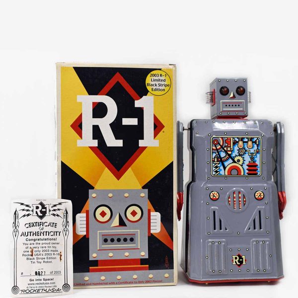 Rocket USA Battery Operated R-1 Robot 2003 Black Stripe Edition