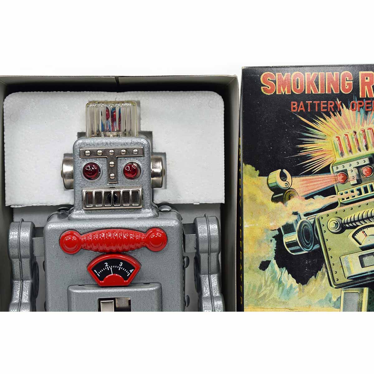 BLUE GREEN or GREY  Battery Operated Robot SMOKING  ROBOT SPACEMAN HAHA TOY! 