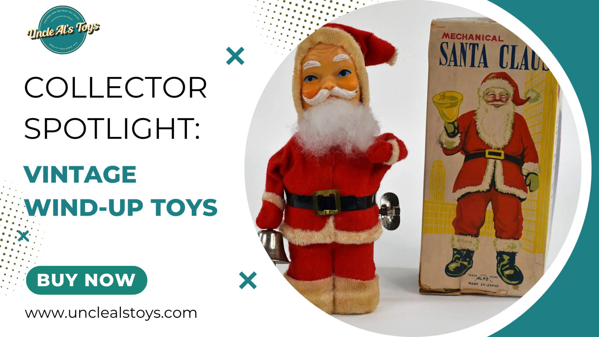 Vintage Wind Up Toys - Santa Wind Up Toys - Christmas Wind Up Toys