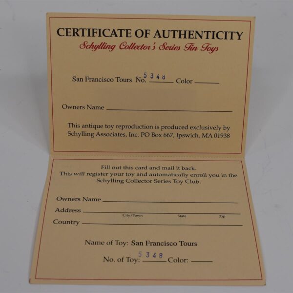 Schylling San Fran certificate