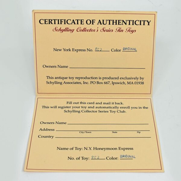 schylling NY certificate