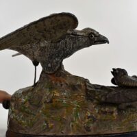 J E Stevens 1883 Bald Eagle & Eaglets cast iron mechanical bank (12) min