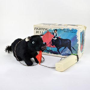 1960's Alps Fighting Bull Battery-Operated Remote Controlled Plush Toy with Box - Uncle Al's Toys